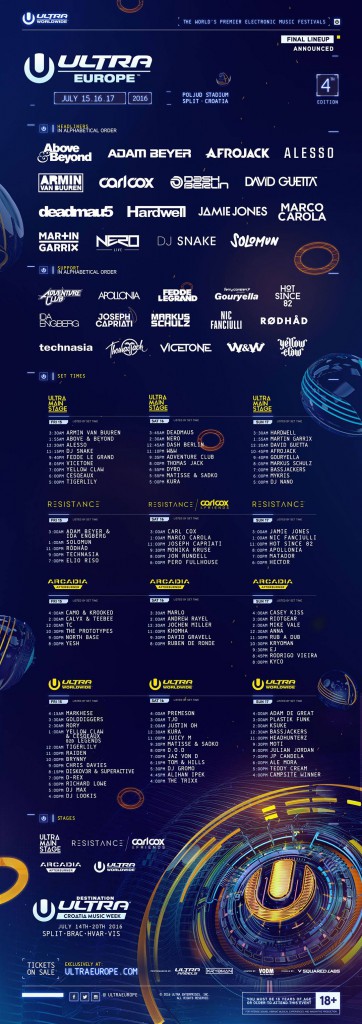 Line up Ultra Europe 2016