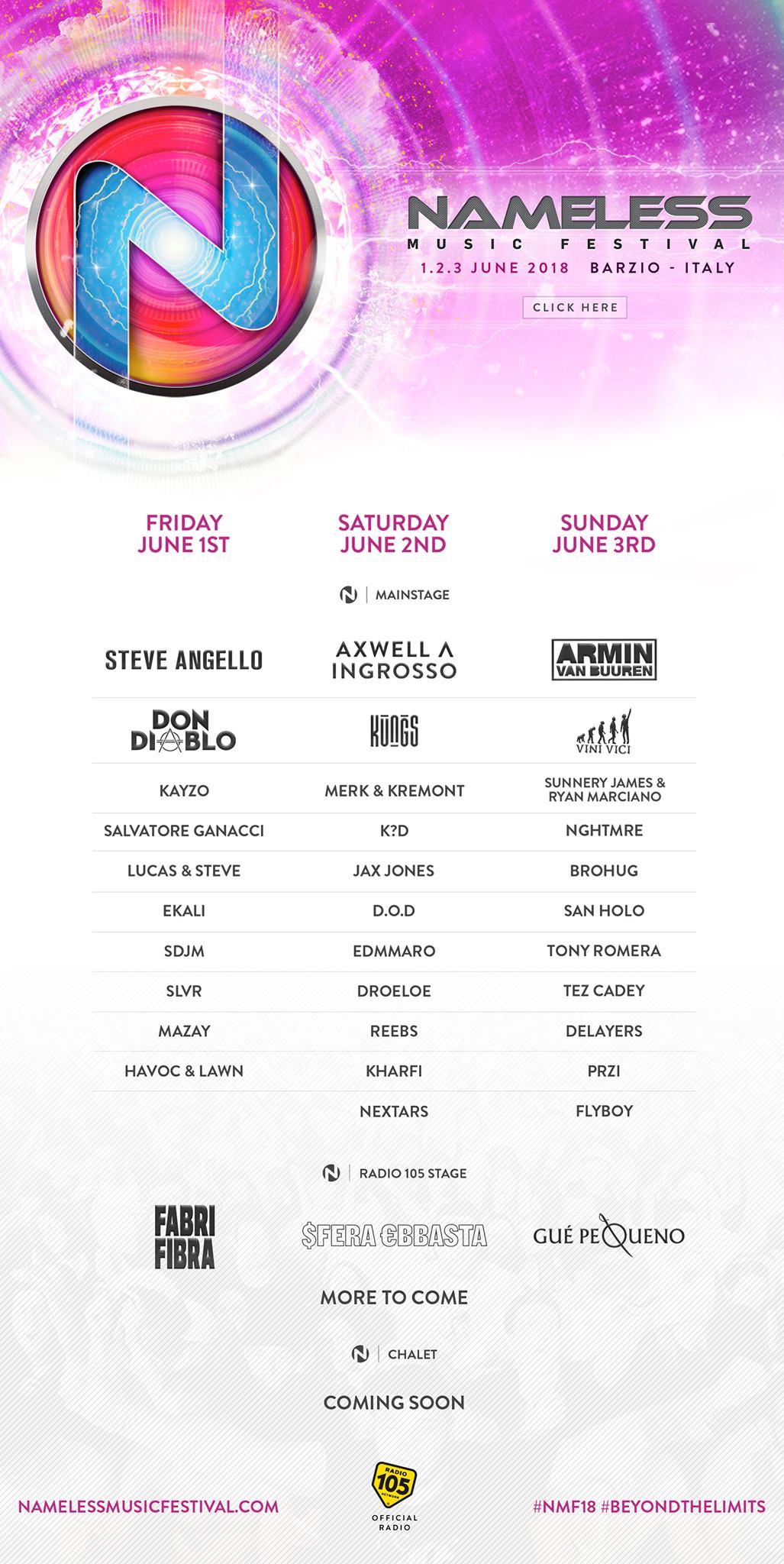 Nameless Music Festival 2018 Timetable