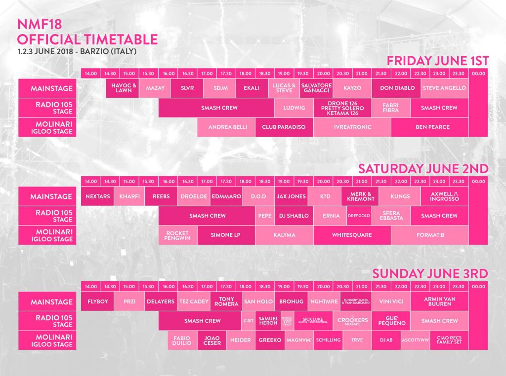 Nameless Music Festival 2018 - Timetable