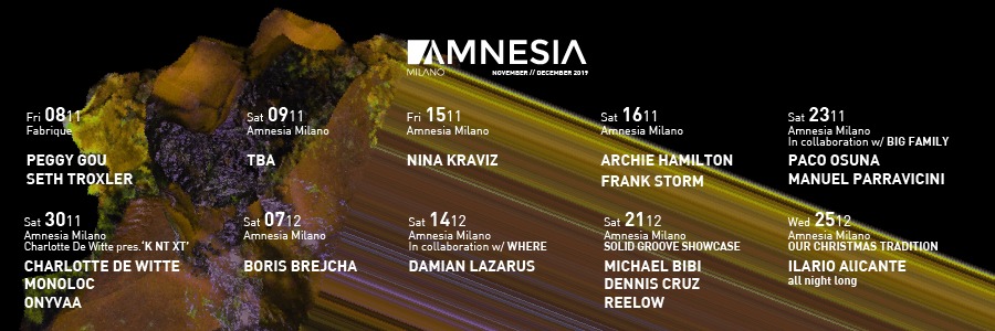 AMNESIA MILANO - Novembre / Dicembre 2019