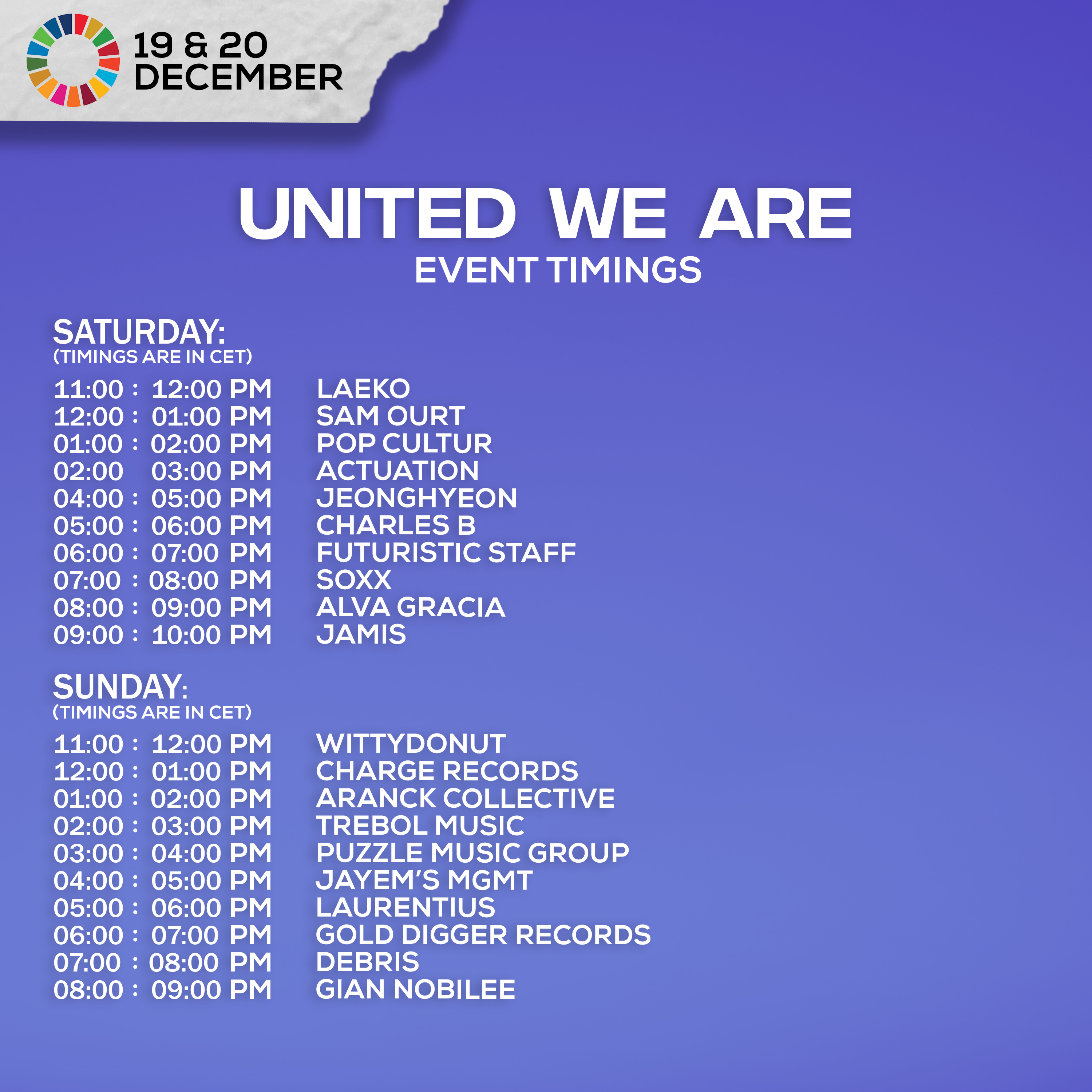 Timetable United We Are