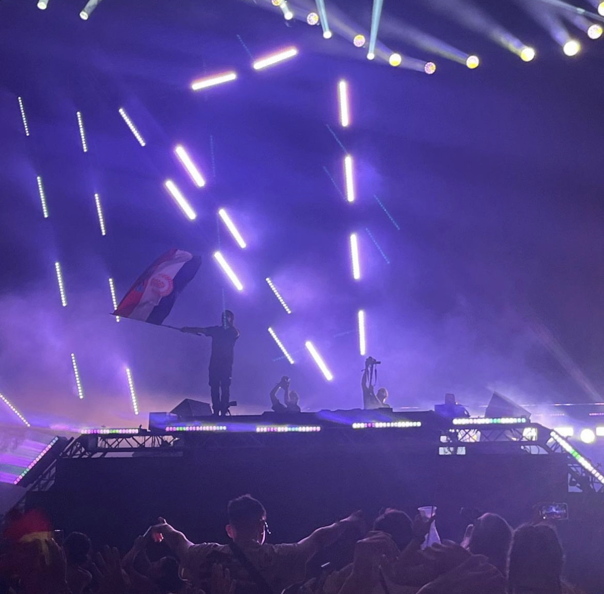 Axwell waving Croatian flag at Ultra Europe 2023