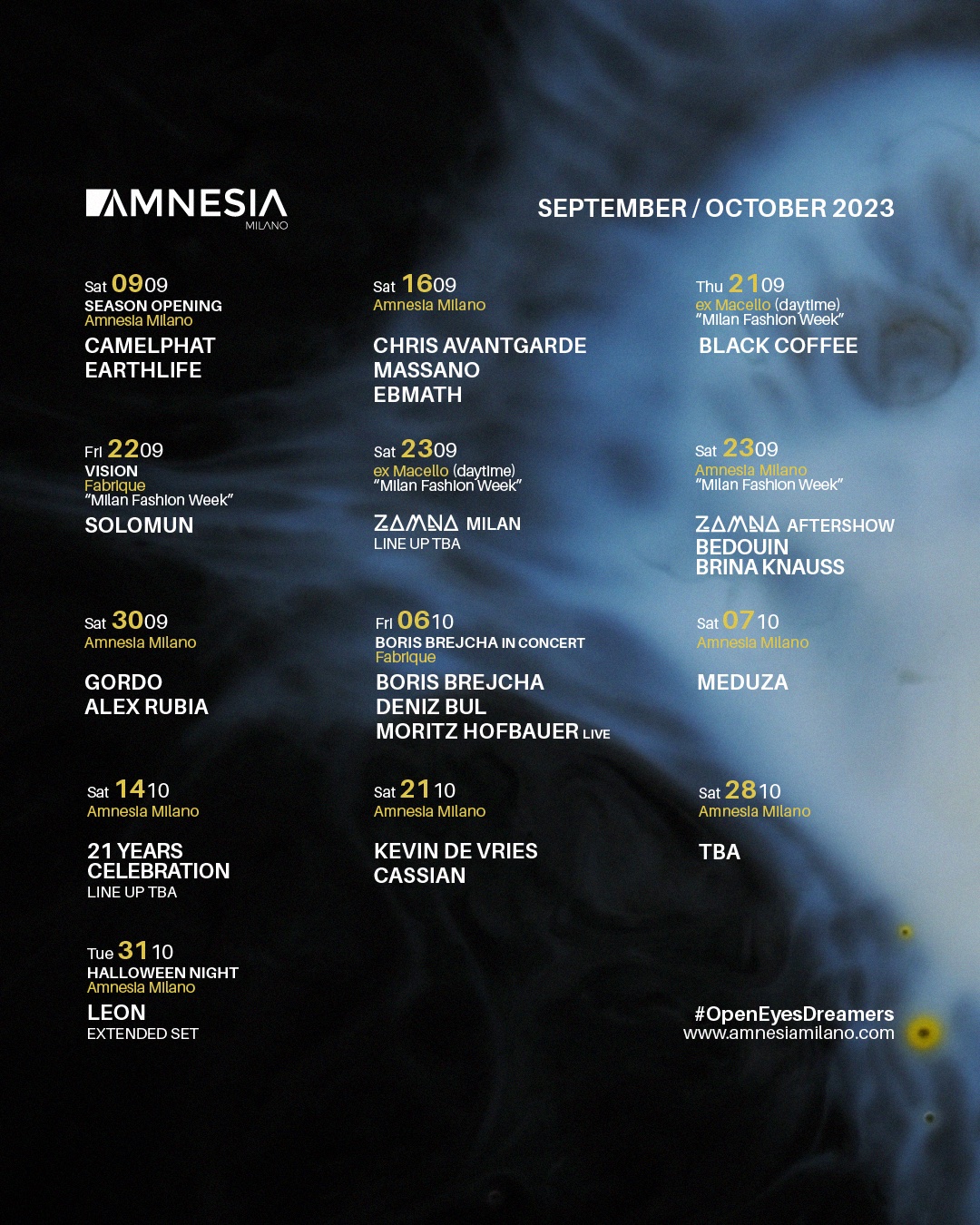 amnesia milano - Settembre-Ottobre 2023