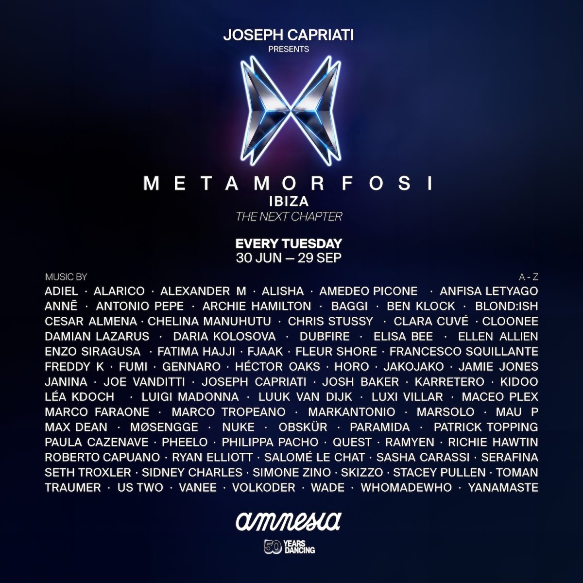AMNESIA IBIZA - Metamorfosi 2026 line-up